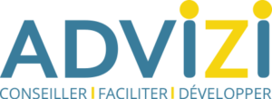 Advizi - La photo représente le logo d'ADVIZI. il y a en pied de logo les trois mots : conseiller - faciliter - développer